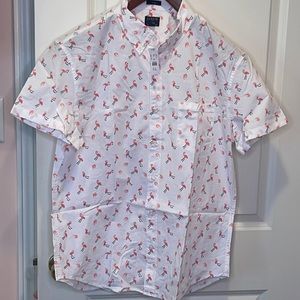 Mens Slim Fit J Crew Pink Flamingo Button Down Size L